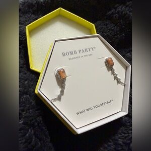 Bomb Party Chained Earrings Sterling Silver Orange Sunstone Jewelry